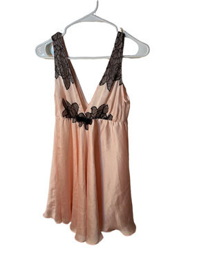 Oscar De La Renta Pink Label Women’s Peach Lace-Trim Babydoll Fairycore Chemise
